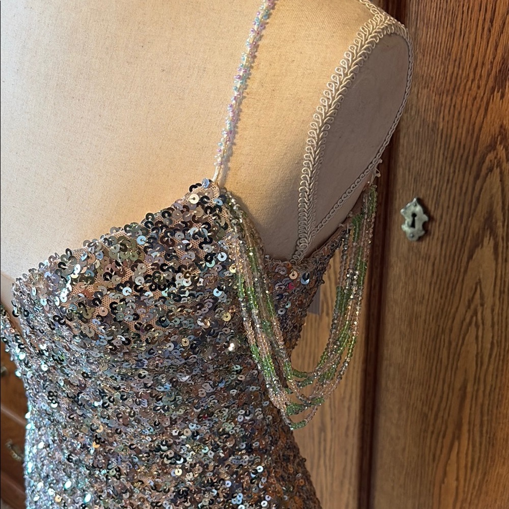 Silver Sequin Mini Dress - Picture 3 of 9